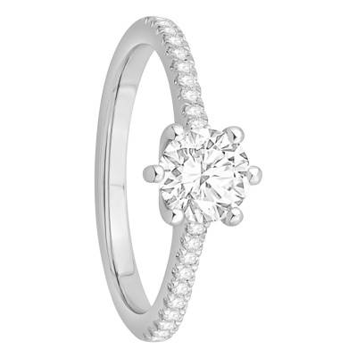 Solitaire Accompagné Diamants 0,90 ct & Platine, Largeur 1,50 mm - Alliantine