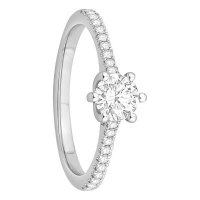 Solitaire Accompagné Diamants 0,53 ct & Platine, Largeur 1,50 mm - Alliantine