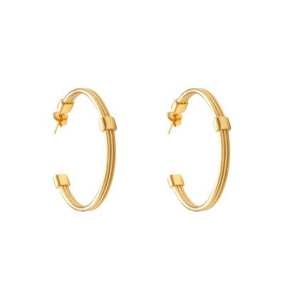 Gold-Plated Talisman Hoop Earrings, 38 mm Diameter - Skalli