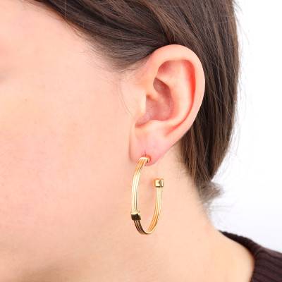 Gold-Plated Talisman Hoop Earrings, 38 mm Diameter - Skalli