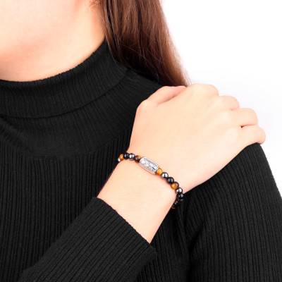 Bracelet Prospérité Agate Noir et Oeil de Tigre LSB06M700 - Lauren Steven
