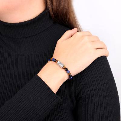 Bracelet Prospérité Agate Noire, Lapis Lazuli et Œil de Tigre LSB06M701 - Lauren Steven