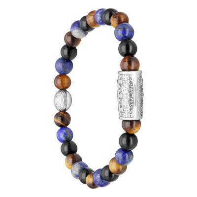 Bracelet Prospérité Agate Noire, Lapis Lazuli et Œil de Tigre LSB06M701 - Lauren Steven