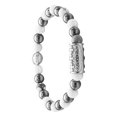White Howlite & Hematite Prosperity Bracelet - LSB06M702 - Lauren Steven