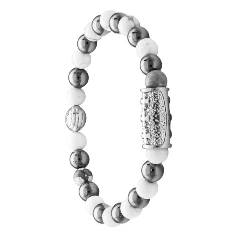 White Howlite & Hematite Prosperity Bracelet - LSB06M702 - Lauren Steven