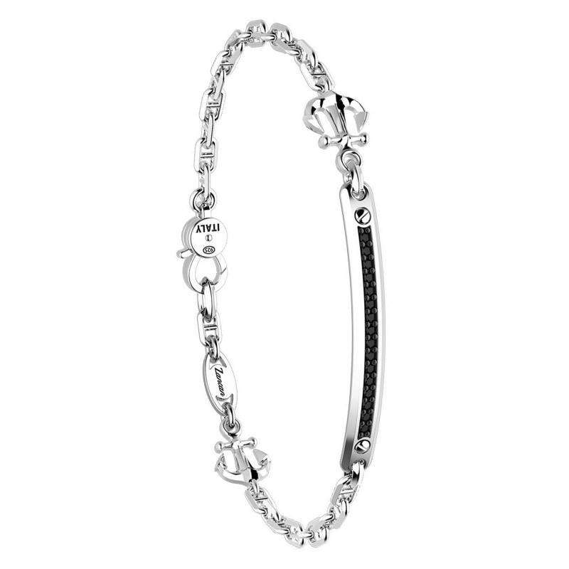 925 Silver & Black Spinel Regata Bracelet, Length 19 cm to 21 cm - EXB670 - Zancan