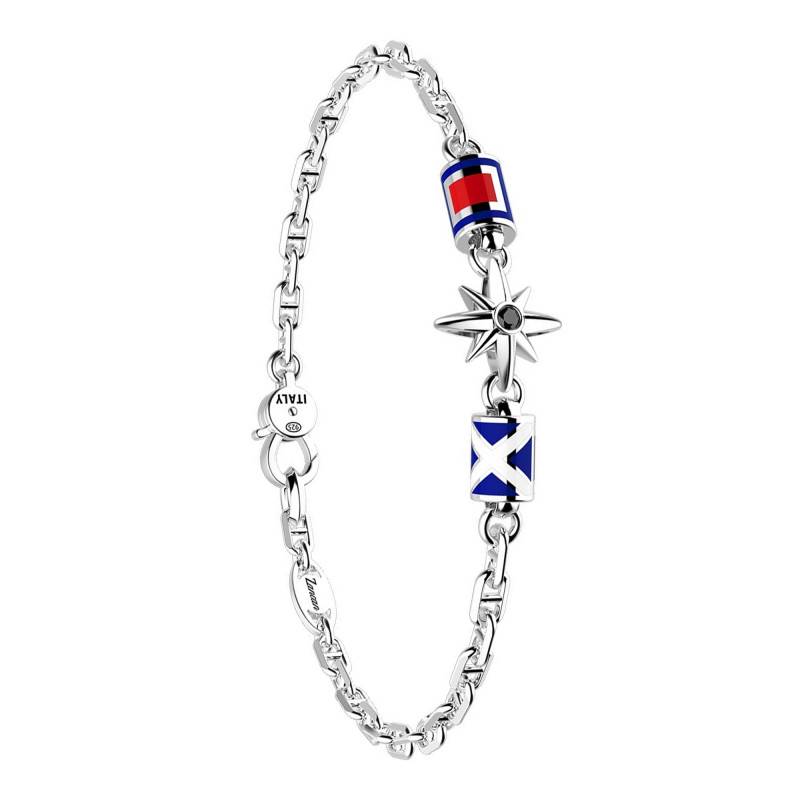 925 Silver & Black Spinel Regata Bracelet, Length 19 cm to 21 cm - EXB678 - Zancan