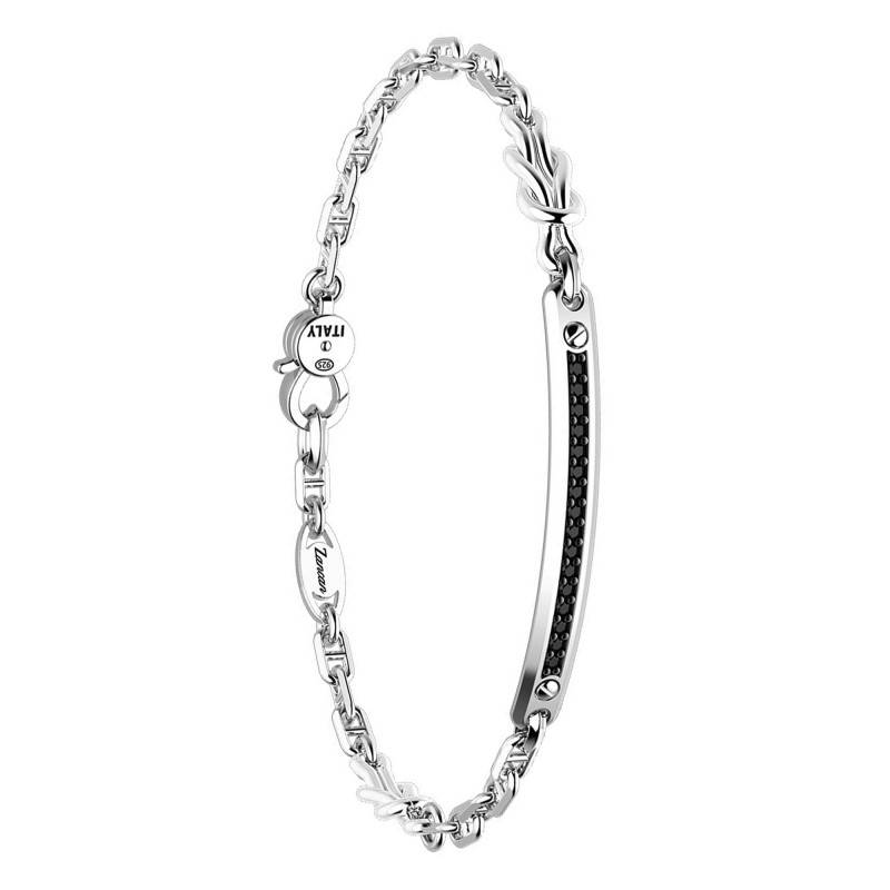 925 Silver & Black Spinel Regata Bracelet, Length 19 cm to 21 cm - EXB671 - Zancan