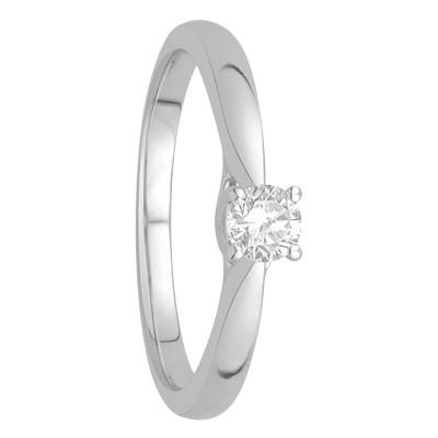 Love White Gold 750 Diamond Solitaire Ring 0,15 ct, Width 1,85 mm - Alliantine