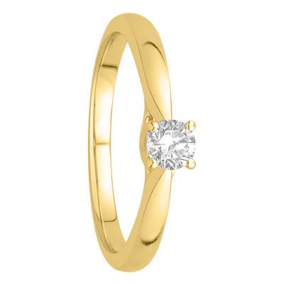 Bague Solitaire Love Diamant 0,15 ct & Or Jaune 750, Largeur 1,85 mm - Alliantine