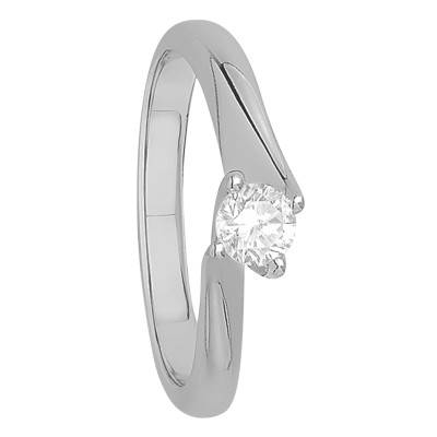 Bague Solitaire Love Diamant 0,25 ct & Or Blanc 750, Largeur 1,85 mm - Alliantine