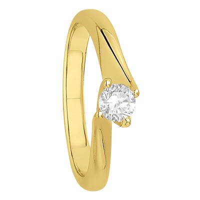 Bague Solitaire Love Diamant 0,25 ct & Or Jaune 750, Largeur 1,85 mm - Alliantine