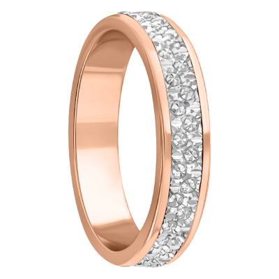 Alliance Fantaisie Texturée en 2 Ors 750 Rose et Blanc - Amore