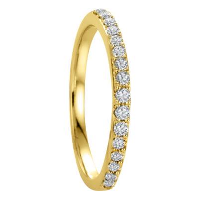 Alliance Demi-Bombée Standard en Or Jaune 750 & Diamants 0,20 ct, Largeur 2 mm - Alliantine