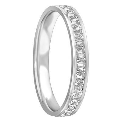 750 White Gold Ribbon Diamond Standard Wedding Ring, Width 3 mm - Amore