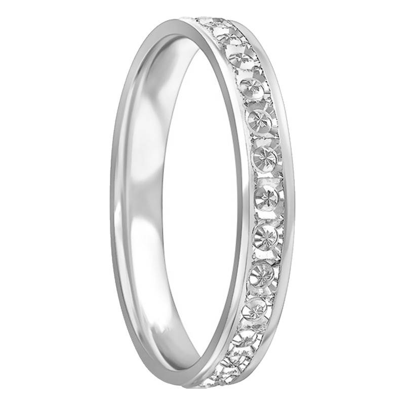 750 White Gold Ribbon Diamond Standard Wedding Ring, Width 3 mm - Amore