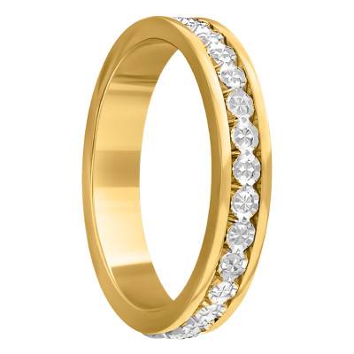750/1000 Yellow and White Two-Tone Gold Standard Diamond-Cut Wedding Ring, 3 mm Width - Amore