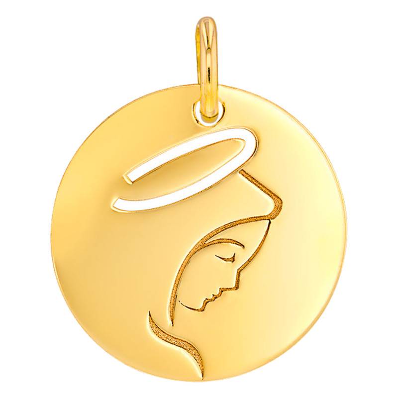 Open-Work Virgin Mary Medal, 375 or 750 Yellow Gold, 15 mm Diameter - Rosatella