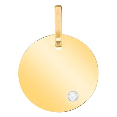 375/1000 or 750/1000 Yellow Gold & Diamond Round Medal, 15 mm Diameter - Emanessence