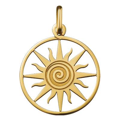 Openwork Sun 750 Yellow Gold Medal, Diameter 18 mm - Argyor