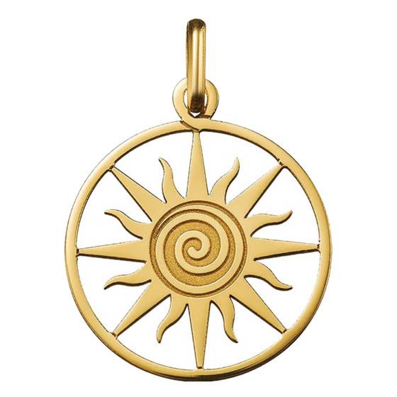 Pendentif Or Jaune 18K 750/1000 Soleil Double Face - Pegaso Gioielli - Neuf Avec étiquettes