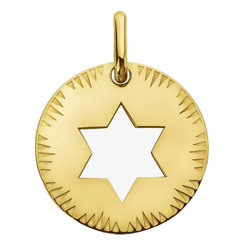 750/1000 Yellow Gold Open-Work Star of David Medal, 16 mm Diameter - Augis