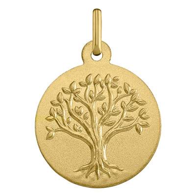 375/1000 Yellow Gold Relief Tree of Life Medal, 18 mm Diameter - Argyor