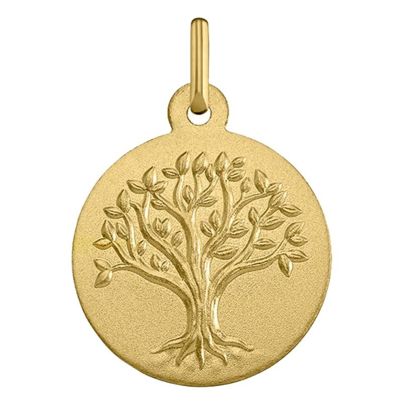 375/1000 Yellow Gold Relief Tree of Life Medal, 18 mm Diameter - Argyor