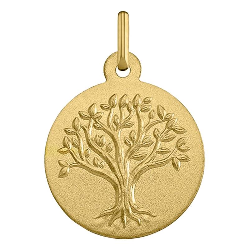 750 Yellow Gold Relief Tree of Life Medal, 18 mm Diameter - Argyor