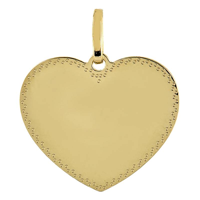 750 Yellow Gold Customized Heart Pendant, Diameter 16 mm - Vandona