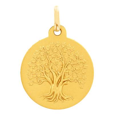 750/1000 Yellow Gold Tree of Life Medal, 16 mm or 18 mm Diameter - Lumiosa