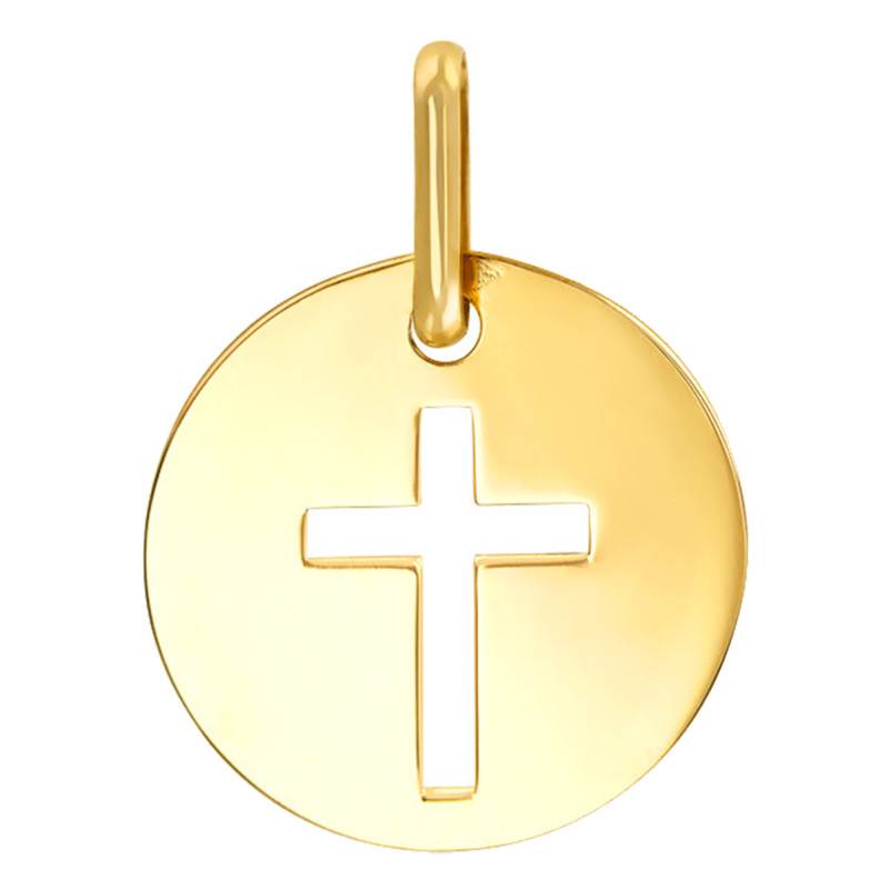 Open-Work Cross Medal in 375/1000 or 750/1000 Yellow Gold, Diameter 15 mm - Lucas Lucor