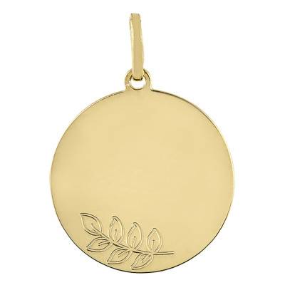 750/1000 Yellow Gold Laurel Branch Pendant, 16 mm Diameter - Vandona