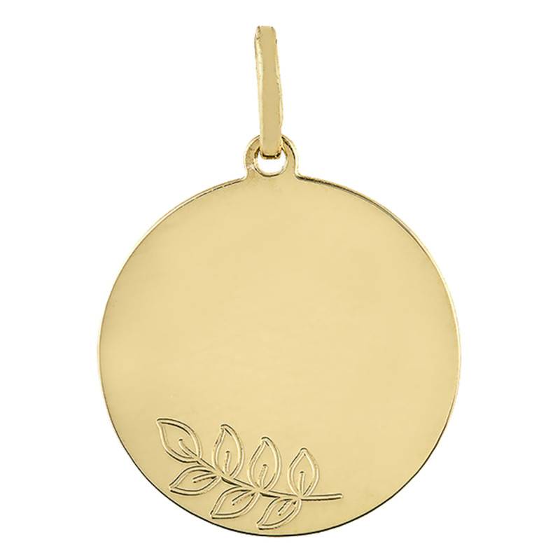 750/1000 Yellow Gold Laurel Branch Pendant, 16 mm Diameter - Vandona
