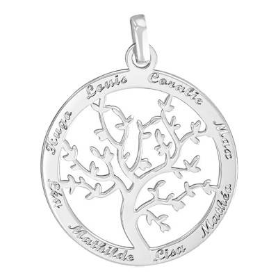 Grand pendentif gravable arbre de vie argent, Diamètre 30 mm - Lumiosa