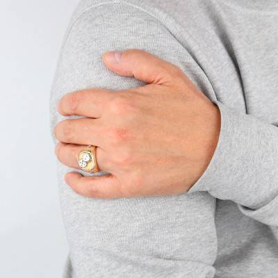 Dice Motif 750 Two-Tone Gold Signet Ring - Imperium