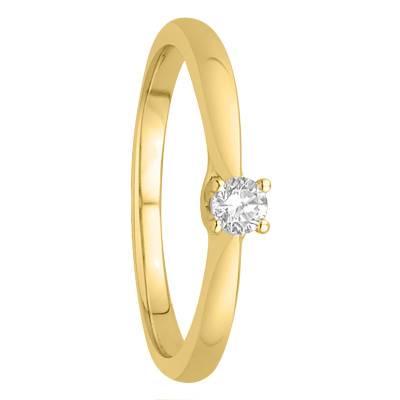 Bague Solitaire Déclaration, Diamant 0,10 ct & Or Jaune 750, Largeur 2,10 mm - Alliantine