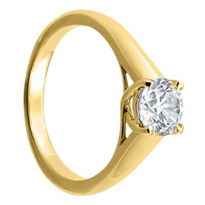 Bague Solitaire Déclaration, Diamant 0,40 ct & Or Jaune 750, Largeur 3,20 mm - Alliantine