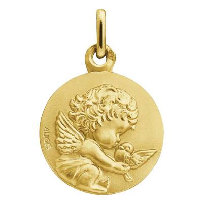 Yellow Gold 750 Angel with Dove Medal, Diameter 14 mm or 16 mm - Augis