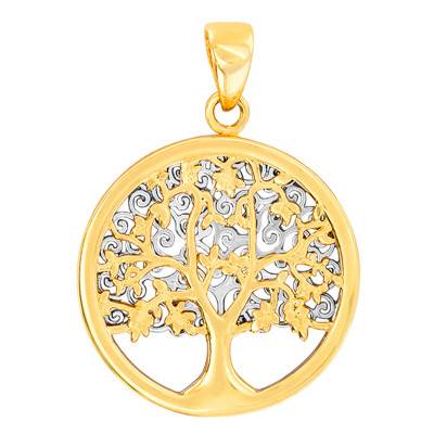Médaille Arbre de Vie bicolore, 2 Ors 375, Diamètre 18 mm - Rosatella