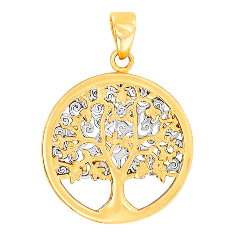 Two-Tone 375 Gold Tree of Life Medal, 18 mm Diameter - Rosatella