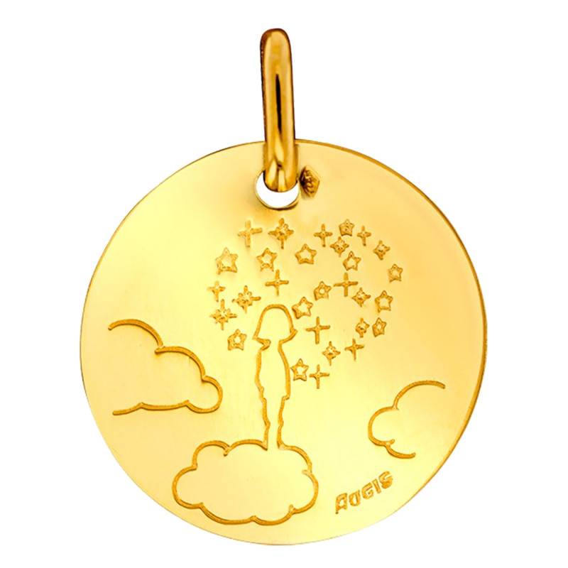 Little Girl on Her Cloud 750 Yellow Gold Medal, 16 mm Diameter - Augis