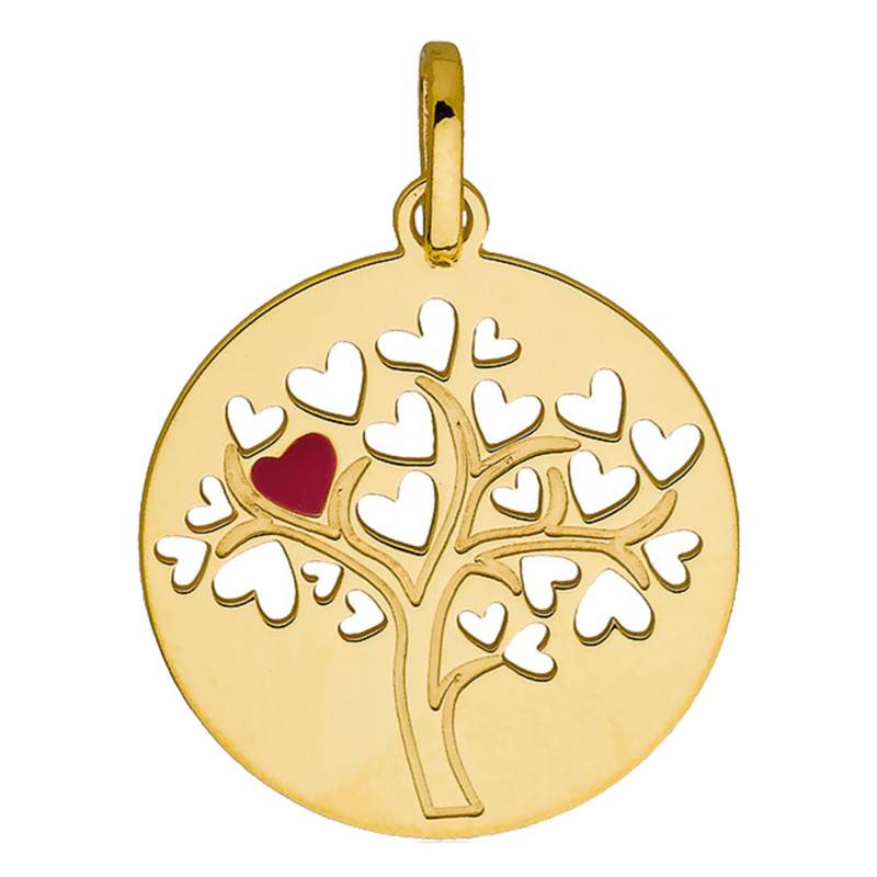 Openwork Tree of Life Medal, 375/1000 Yellow Gold, Diameter 16 mm - Vandona