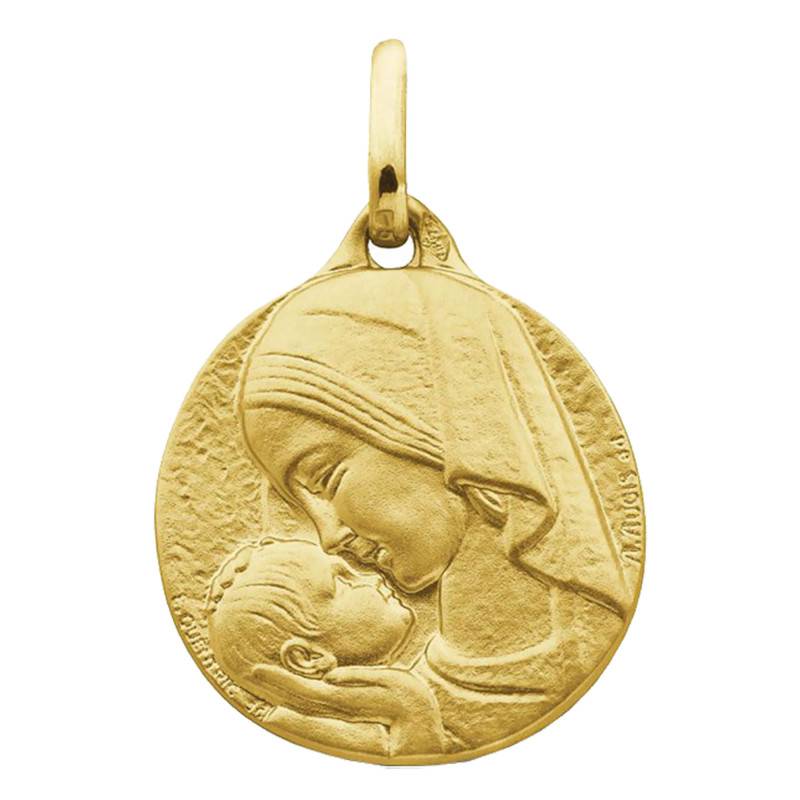 Yellow Gold 750/1000 Virgin Maternal Love Medal, Diameter 16 mm or 18 mm - Augis