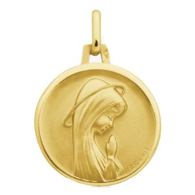 Médaille Vierge Marie Auréole En Prière, Or Jaune 375, Diamètre 16 mm - Augis