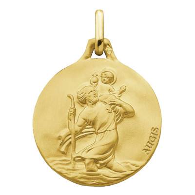 Saint Christophe 750/1000 Yellow Gold Medal, Diameter 16 mm to 20 mm - Augis