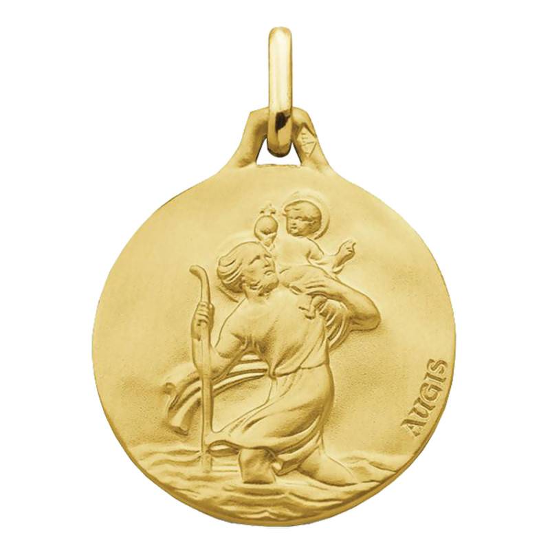 Saint Christophe 750/1000 Yellow Gold Medal, Diameter 16 mm to 20 mm - Augis