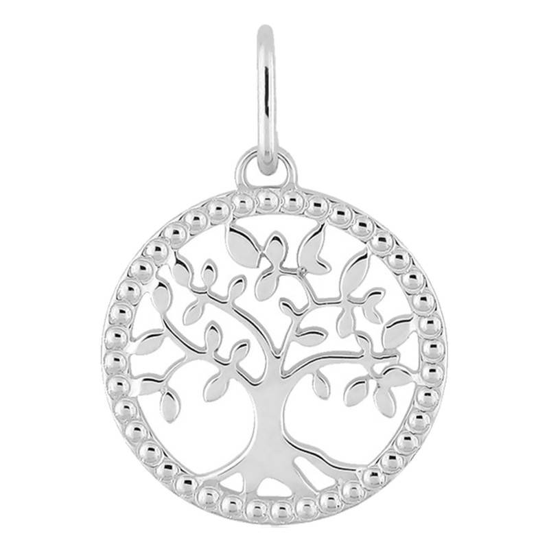 750 White Gold Pearl Tree of Life Medal, Diameter 12 mm - Emanessence