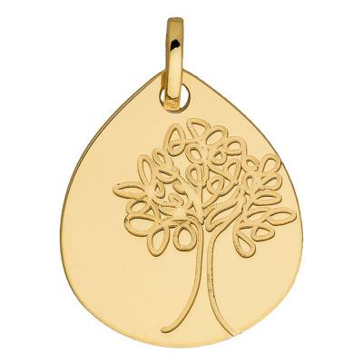 Teardrop Tree of Life Medal, 750 Yellow Gold - Vandona