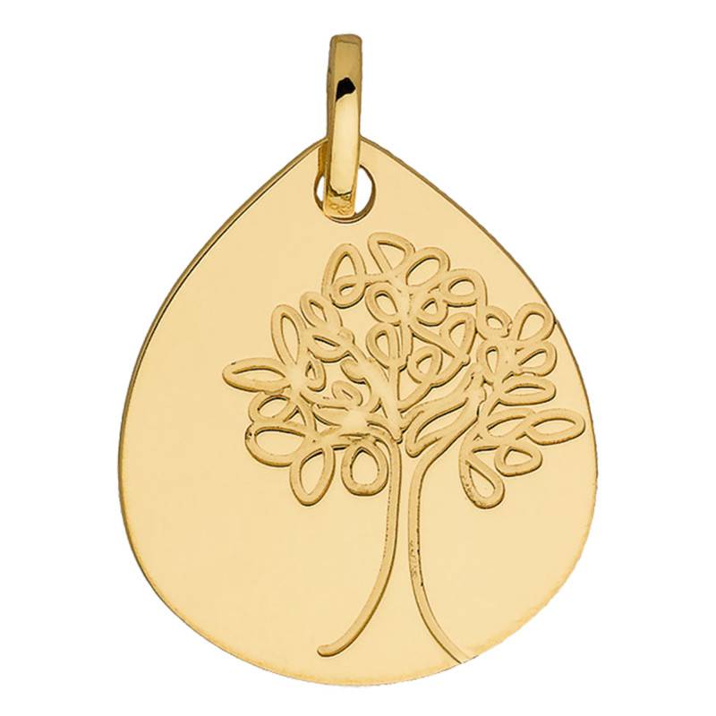 Teardrop Tree of Life Medal, 750 Yellow Gold - Vandona